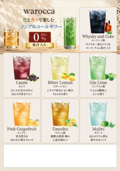 ワロッカメニュー表_ノンアル × 縦グラス × ベージュ_イメージ